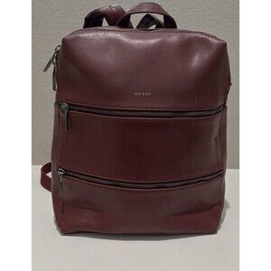 Matt And Nat Maroon Vegan Leather 3 Zipper Backpack